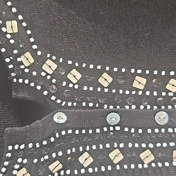 Vintage Coldwater Creek Black Long Sleeve Sweater W Beaded Bodice 1X - Picture 4 of 13